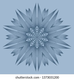 Ornamental Circle Pattern. Hand Draw Mandala. Vintage Decorative Elements. Vector Illustration. Anti-Stress Therapy Pattern. Pastel blue color