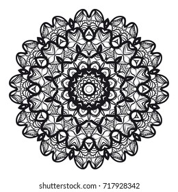 Ornamental circle pattern. Hand draw Mandala. Vintage decorative elements. vector illustration. Anti-stress therapy pattern. Black, white color
