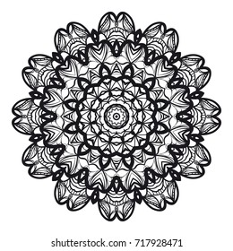 Ornamental circle pattern. Hand draw Mandala. Vintage decorative elements. vector illustration. Anti-stress therapy pattern. Black, white color