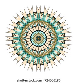 Ornamental circle pattern. Hand draw Mandala. Vintage decorative elements. vector illustration. Anti-stress therapy pattern.
