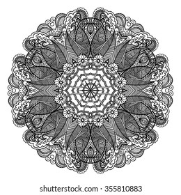 Ornamental circle pattern. Mandala. For coloring page, book