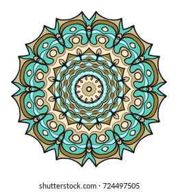 Ornamental circle pattern. Mandala. Decorative elements. Hand drawn colorful vector background
