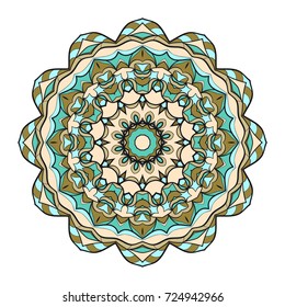 Ornamental circle pattern. Mandala. Decorative elements. Hand drawn colorful vector background