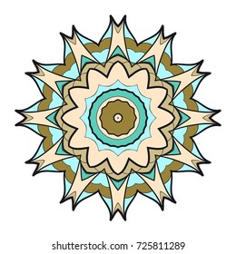 Ornamental circle pattern. Mandala. Decorative elements. Hand drawn colorful vector background