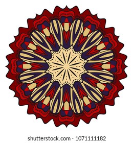Ornamental circle pattern. Mandala. Great vintage decorative elements. Hand drawn colorful vector background. for design.