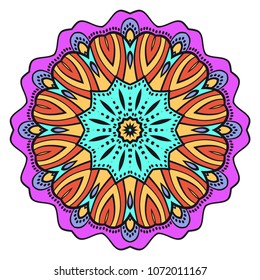 Ornamental circle pattern. Mandala. Great vintage decorative elements. Hand drawn colorful vector background. for design.