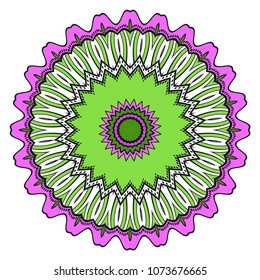 Ornamental circle pattern. Mandala. Great vintage decorative elements. Hand drawn colorful vector background. for design.