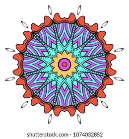 Ornamental circle pattern. Mandala. Great vintage decorative elements. Hand drawn colorful vector background. for design.