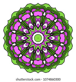 Ornamental circle pattern. Mandala. Great vintage decorative elements. Hand drawn colorful vector background. for design.