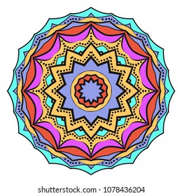 Ornamental circle pattern. Mandala. Great vintage decorative elements. Hand drawn colorful vector background. for design.