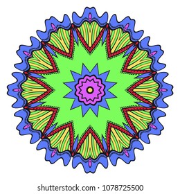Ornamental circle pattern. Mandala. Great vintage decorative elements. Hand drawn colorful vector background. for design.