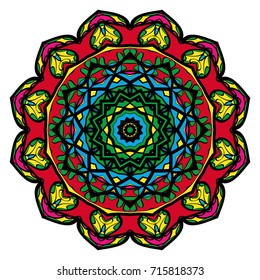 Ornamental circle pattern. Mandala. Vintage decorative elements. Hand drawn colorful vector background