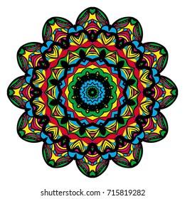 Ornamental circle pattern. Mandala. Vintage decorative elements. Hand drawn colorful vector background