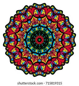 Ornamental circle pattern. Mandala. Vintage decorative elements. Hand drawn colorful vector background