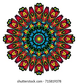 Ornamental circle pattern. Mandala. Vintage decorative elements. Hand drawn colorful vector background