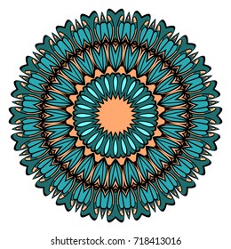 Ornamental circle pattern. Mandala. Vintage decorative elements. Hand drawn colorful vector background