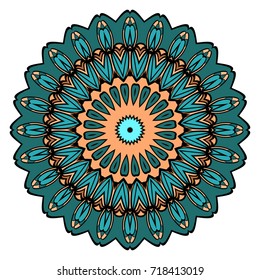 Ornamental circle pattern. Mandala. Vintage decorative elements. Hand drawn colorful vector background