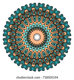 Ornamental circle pattern. Mandala. Vintage decorative elements. Hand drawn colorful vector background