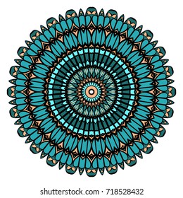 Ornamental circle pattern. Mandala. Vintage decorative elements. Hand drawn colorful vector background