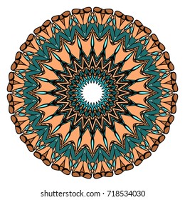Ornamental circle pattern. Mandala. Vintage decorative elements. Hand drawn colorful vector background