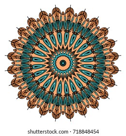 Ornamental circle pattern. Mandala. Vintage decorative elements. Hand drawn colorful vector background