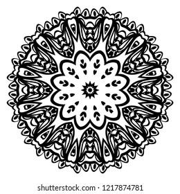 Ornamental circle pattern. Sacred oriental mandala. color floral ornament. Vector illustration. for coloring book, greeting card, invitation, tattoo. Anti-stress therapy pattern