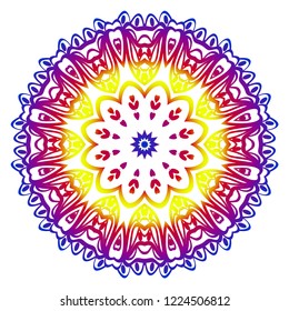 Ornamental circle pattern. Sacred oriental mandala. color floral ornament. Vector illustration. for coloring book, greeting card, invitation, tattoo. Anti-stress therapy pattern