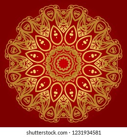 Ornamental circle pattern. Sacred oriental mandala. color floral ornament. Vector illustration. for coloring book, greeting card, invitation, tattoo. Anti-stress therapy pattern