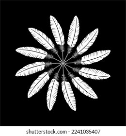 Ornamental Circle Shape Made by Feather Composition  for Decoration, Ornate, Website, Art Illustration, Background, Wallpaper, Logo or Graphic Design Element. Vector Illustration