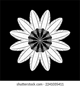 Ornamental Circle Shape Made by Feather Composition  for Decoration, Ornate, Website, Art Illustration, Background, Wallpaper, Logo or Graphic Design Element. Vector Illustration