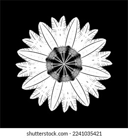 Ornamental Circle Shape Made by Feather Composition  for Decoration, Ornate, Website, Art Illustration, Background, Wallpaper, Logo or Graphic Design Element. Vector Illustration