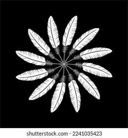 Ornamental Circle Shape Made by Feather Composition  for Decoration, Ornate, Website, Art Illustration, Background, Wallpaper, Logo or Graphic Design Element. Vector Illustration