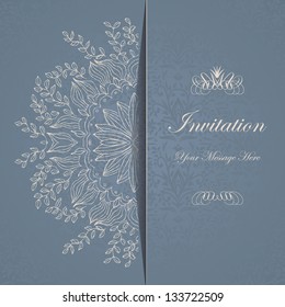 ornamental circle template with floral background