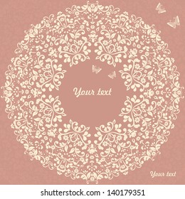 ornamental circle template with floral background.