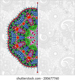 ornamental circle template with floral background