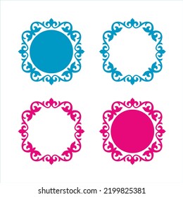 Ornamental circle vector frame in kazakh style.