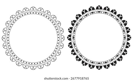 Diseño de Vector de mandala de contorno de marco de borde circular ornamental