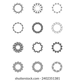 Ornamental circular frame set. Decorative shape element