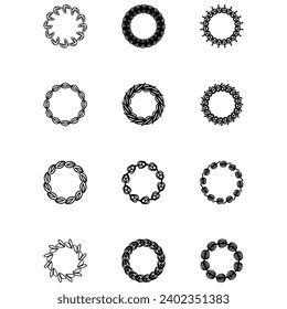 Ornamental circular frame set. Decorative shape element