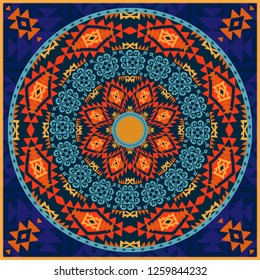 Ornamental circular pattern in ethnic style. Tradition elements of native american's art