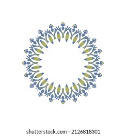 Ornamental circular pattern on white background. Card template design. Decorative vector frame.