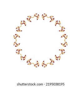 Ornamental circular pattern on white background. Card template design. Decorative vector frame.