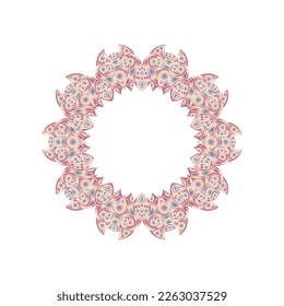 Ornamental circular pattern on white background. Card template design. Decorative vector frame.