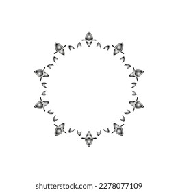 Ornamental circular pattern on white background. Card template design. Vector illustration.