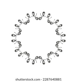 Ornamental circular pattern on white background. Card template design. Decorative vector frame.