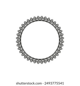 Ornamental circular pattern on white background. Card template design. Decorative vector frame.