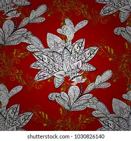 Ornamental classic golden pattern. Vector traditional orient ornament. Golden pattern on red, neutral and gray colors with golden elements.