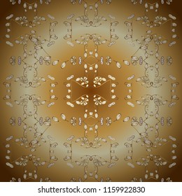 Ornamental classic golden pattern. Vector traditional orient ornament. Golden pattern on beige and yellow colors with golden elements.