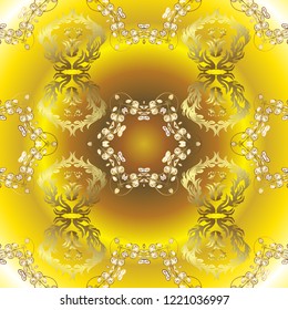 Ornamental classic vector golden pattern. Classic vintage background. Golden pattern on yellow, brown and neutral colors with golden elements. Traditional orient ornament.