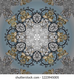 Ornamental classic vector golden pattern. Golden pattern on neutral, white and gray colors with golden elements. Traditional orient ornament. Classic vintage background.